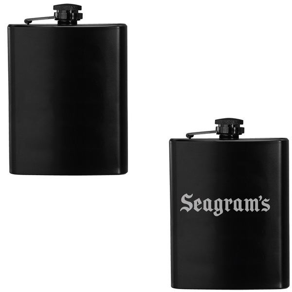 DST33451C 8 oz. Black Stainless Steel Hip Flask With Custom Imprint